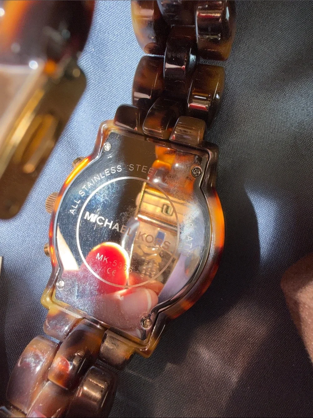 Michael Kors Gold Tone and Tortoise Shell Crystal-Accented Chronograph Watch